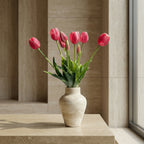 Kunstige tulipaner i vase – Mørkerød tulipaner
